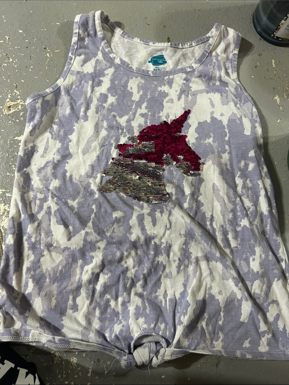 H&M Lavender & White Tie-Dye Tank with Sequin Unicorn